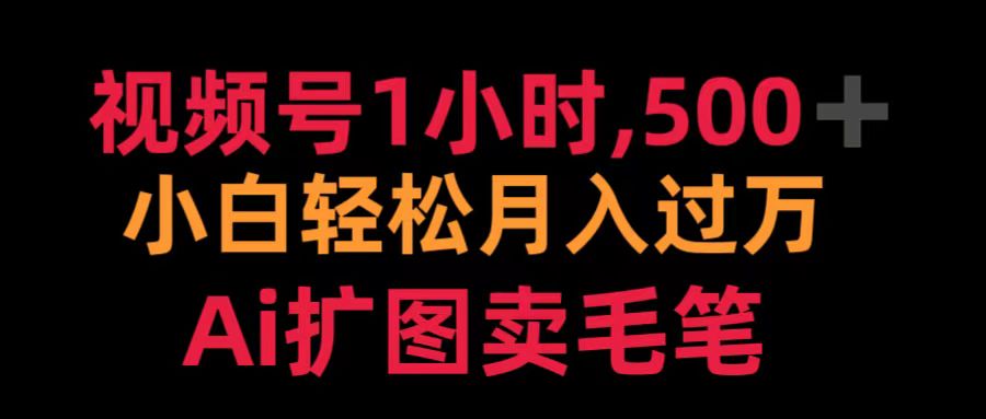 视频号1小时，500＋ 小白轻松月入过万 Ai扩图卖毛笔-沃创网