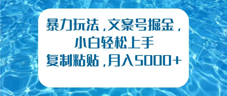暴力玩法，文案号掘金，小白轻松上手，复制粘贴，月入5000+-沃创网