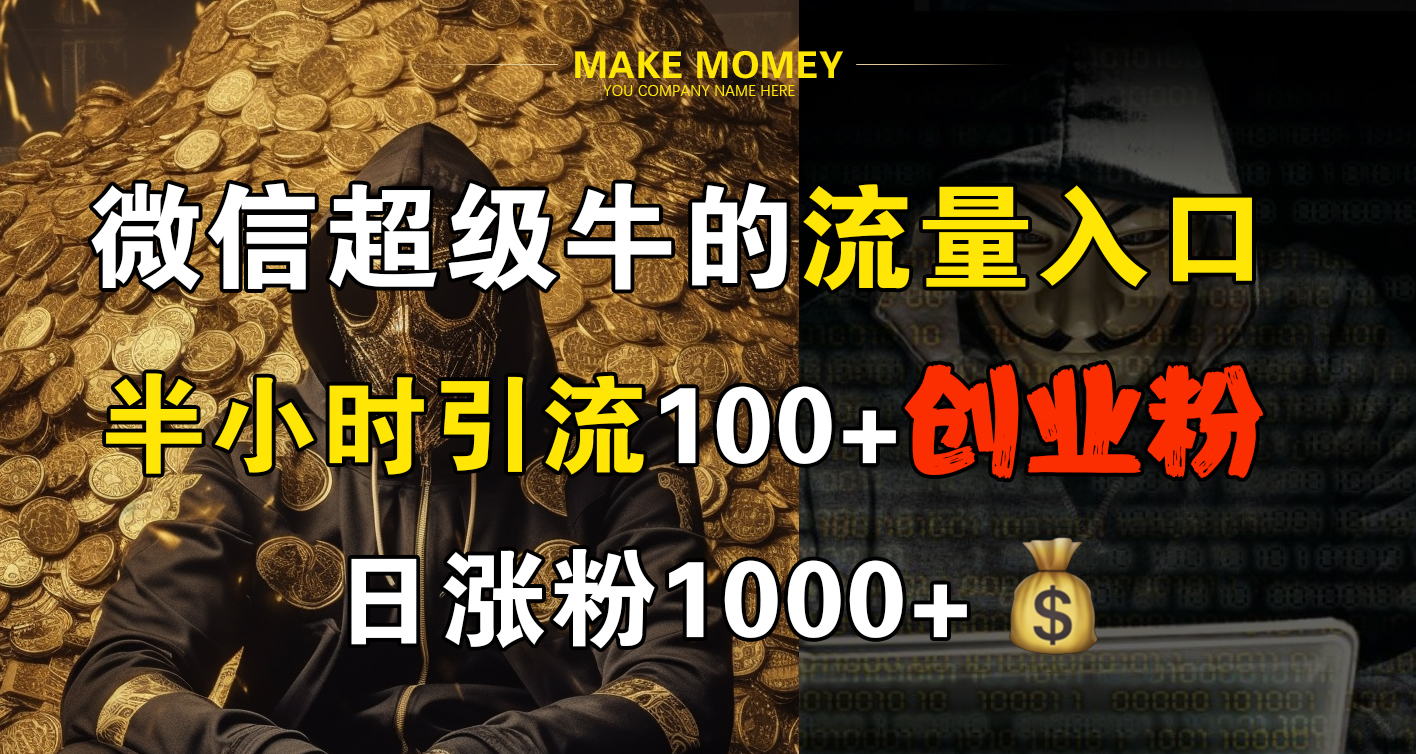 微信超级牛的流量入口，半小时引流100+创业粉，日涨粉1000+-沃创网