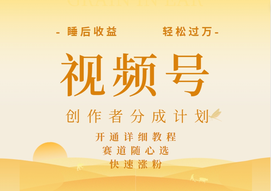详解视频号创作者分成计划，暴力起号，可同步多平台，实现睡后收入2W+，看懂即可操作！-沃创网