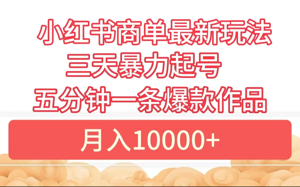 小红书商单最新玩法 3天暴力起号 5分钟一条爆款作品 月入10000+-沃创网