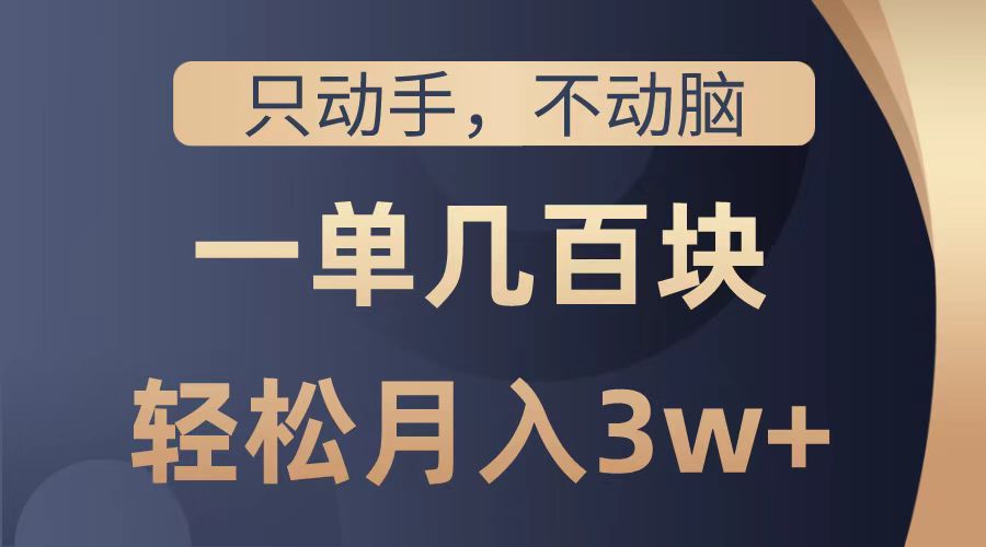 只动手不动脑，一单几百块，轻松月入2w+，看完就能直接操作，详细教程-沃创网