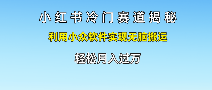 小红书冷门赛道揭秘,轻松月入过万，利用小众软件实现无脑搬运，-沃创网