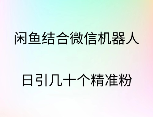 闲鱼结合微信机器人，日引几十个精准粉-沃创网