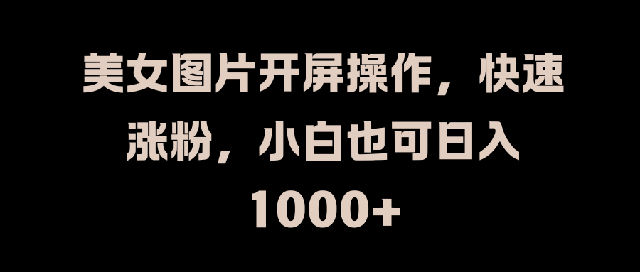 美女图片开屏操作，快速涨粉，小白也可日入1000+-沃创网