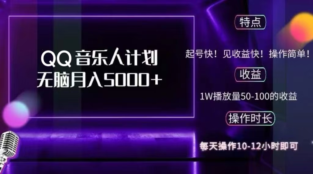 2024 QQ音乐人计划，轻松月入5000+，纯无脑操作，可批量放大操作-沃创网