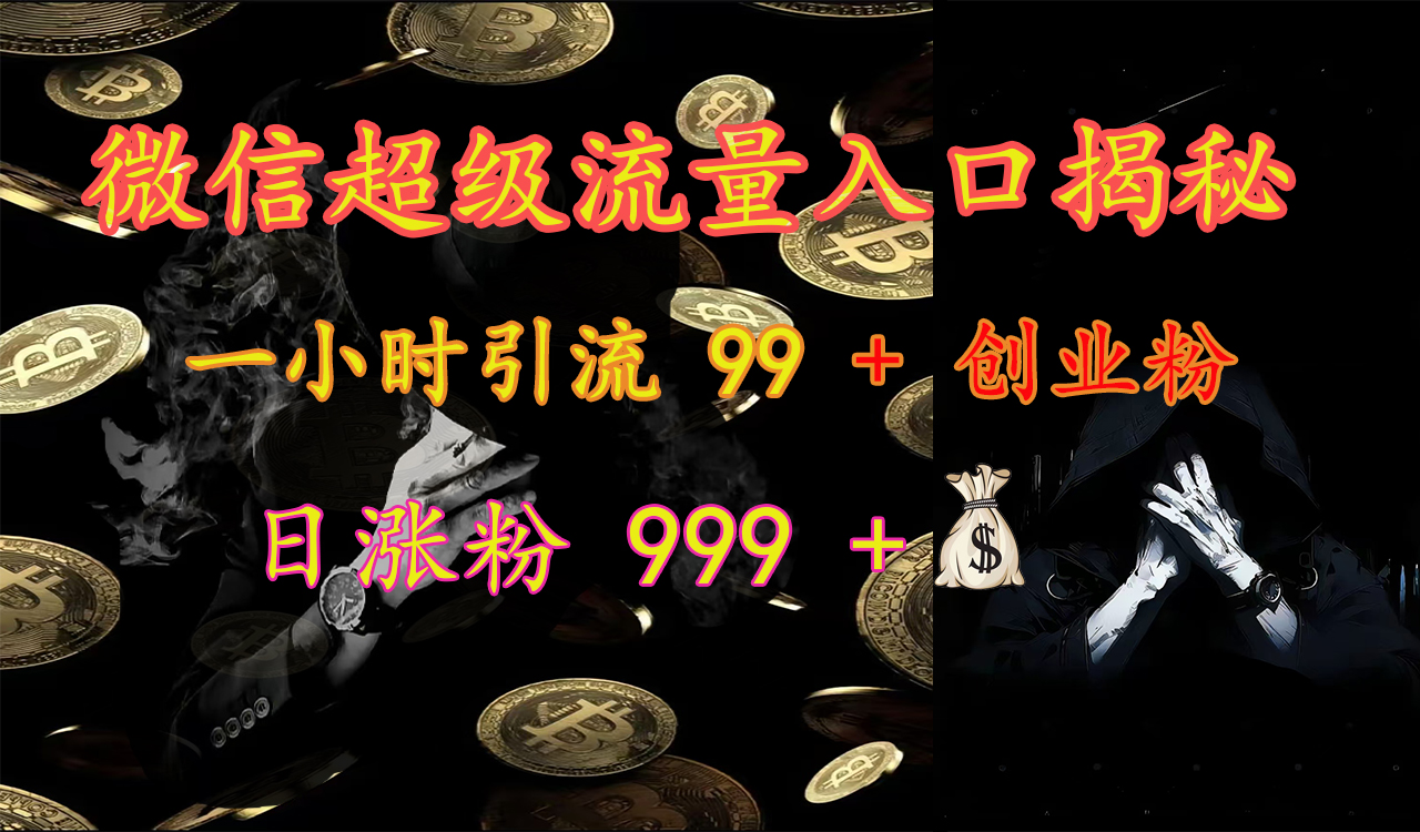微信超级流量入口揭秘：一小时引流 99 + 创业粉，日涨粉 999 +【揭秘】-沃创网