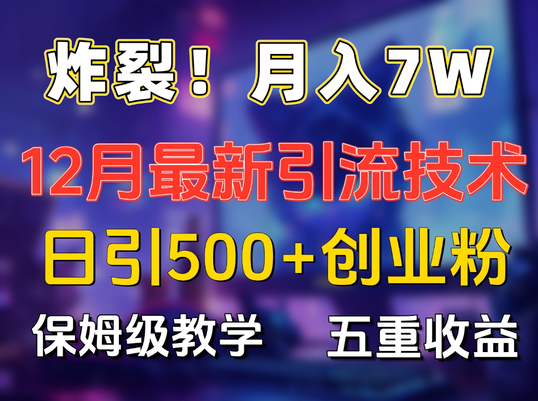 炸裂！月入7W+揭秘12月最新日引流500+精准创业粉，多重收益保姆级教学-沃创网