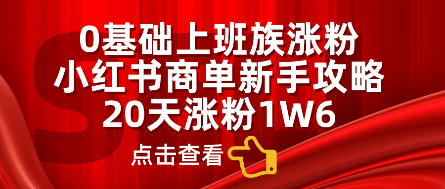 小红书商单新手攻略，20天涨粉1.6w，0基础上班族涨粉-沃创网