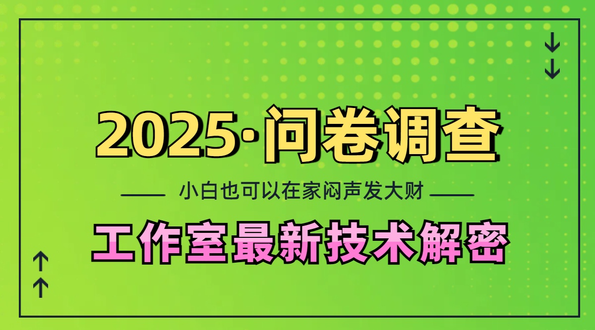 2025《问卷调查》最新工作室技术解密：一个人在家也可以闷声发大财，小白一天200+，可矩阵放大-沃创网