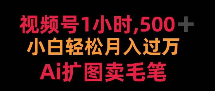 视频号每天1小时，收入500＋，Ai扩图卖毛笔-沃创网