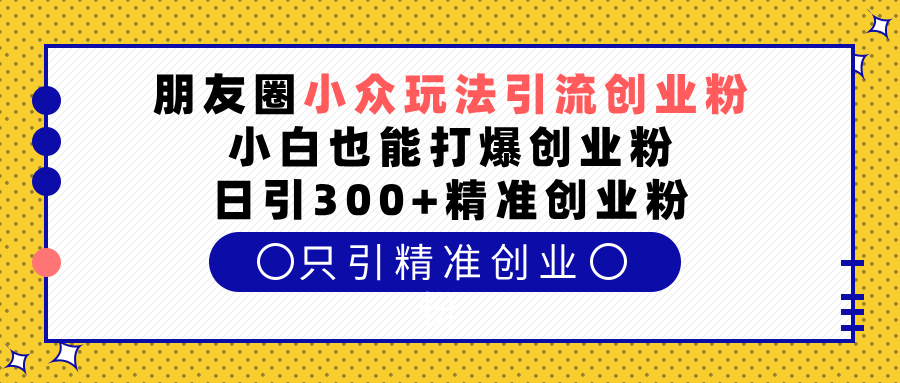 朋友圈小众玩法引流创业粉，小白也能打爆创业粉，日引300+精准创业粉-沃创网