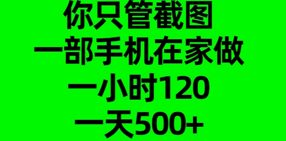你只管截图，一部手机在家做，一小时120，一天500+-沃创网
