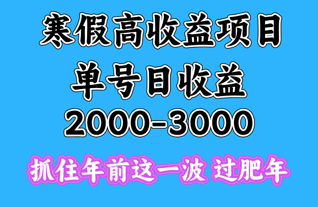 寒假期间一天收益2000-3000+，抓住年前这一波-沃创网