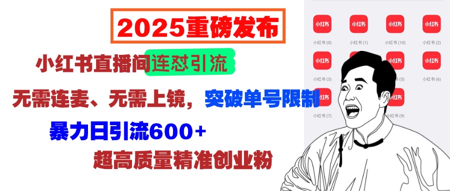 2025重磅发布：小红书直播间连怼引流，无需连麦、无需上镜，突破单号限制，暴力日引流600+超高质量精准创业粉-沃创网