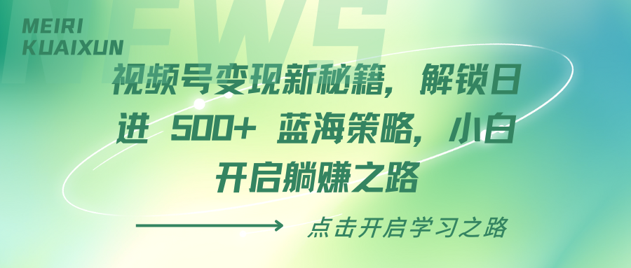 视频号变现新秘籍，解锁日进 500+ 蓝海策略，小白开启躺赚之路-沃创网