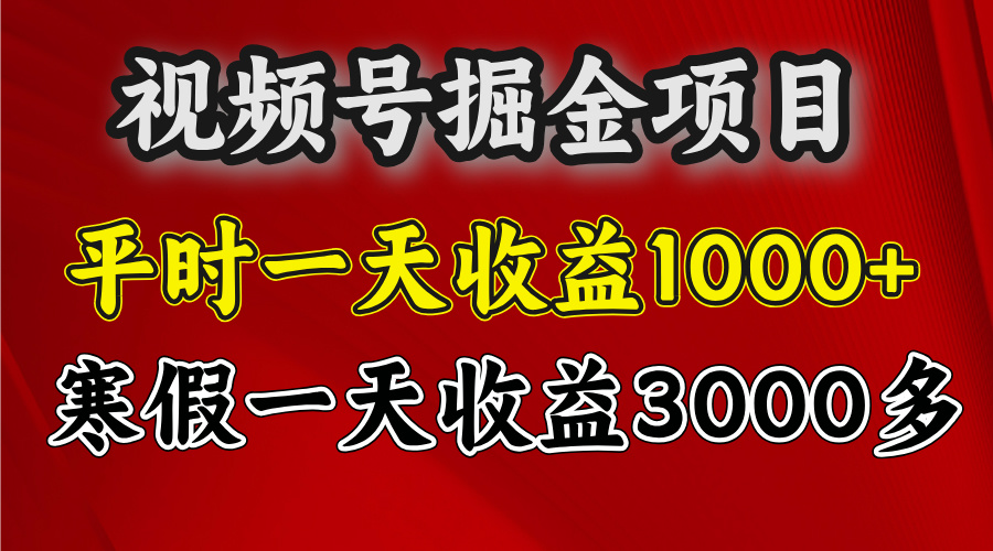 视频号掘金项目，寒假一天收益3000多-沃创网