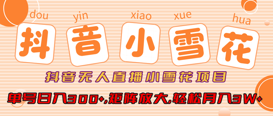 小雪花项目，抖音无人直播，单号日入300+,矩阵放大,轻松月入3W+-沃创网