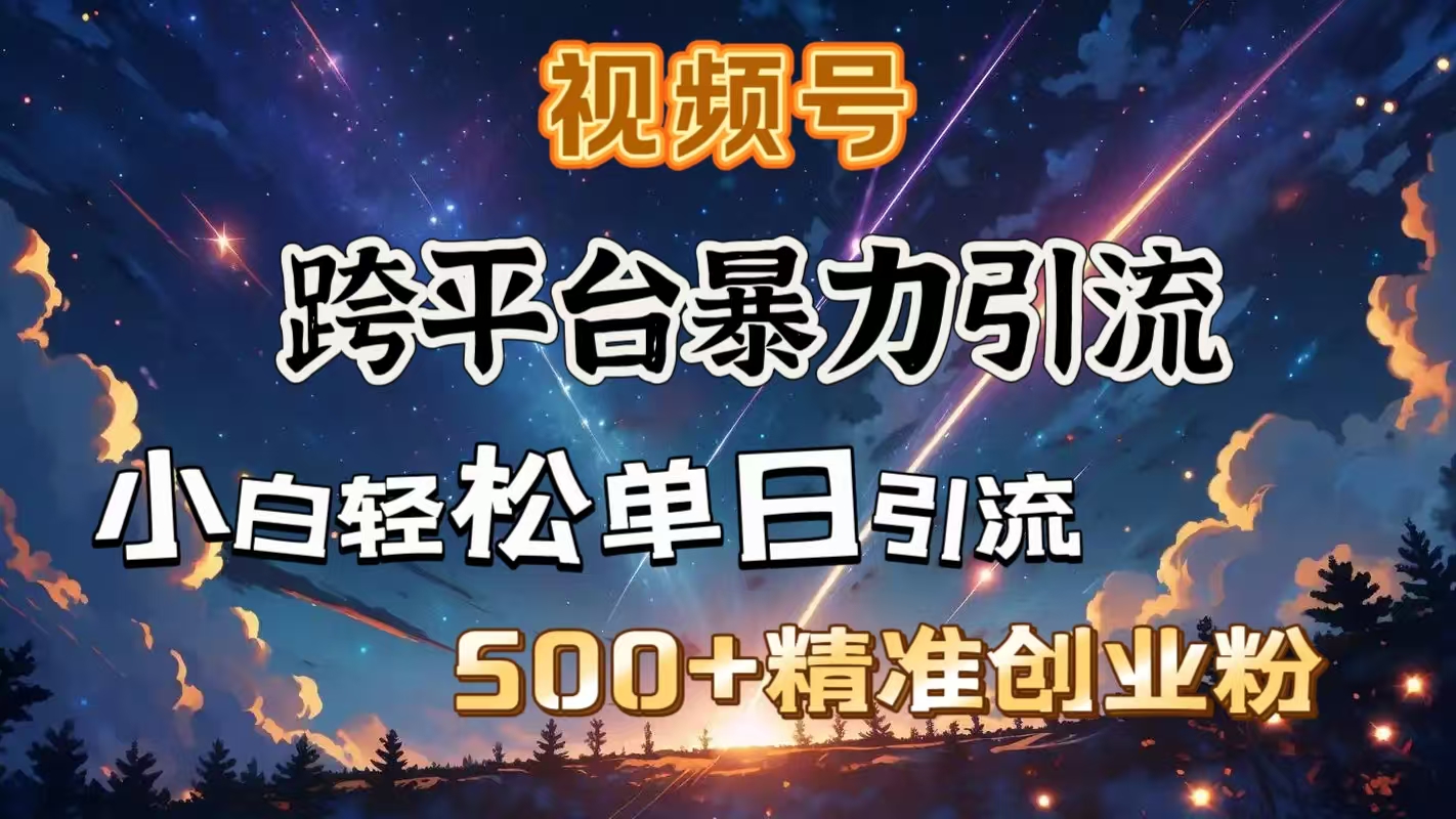 视频号跨平台暴力引流，小白轻松单日引流500＋精准创业粉-沃创网