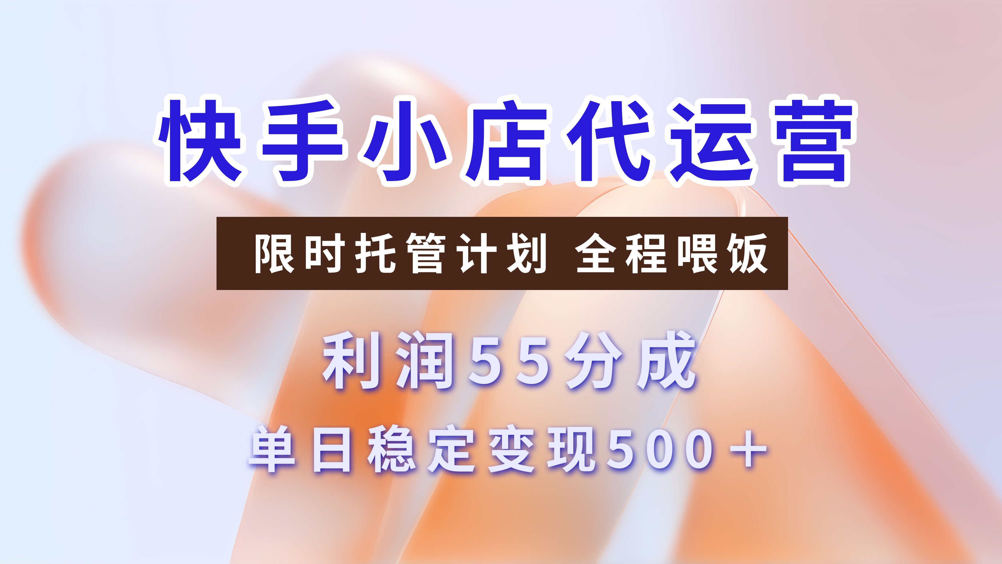 快手小店代运营，限时托管计划，收益55分，单日稳定变现500+-沃创网