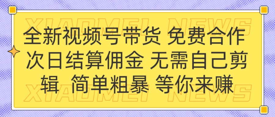 全新视频号 免费合作 佣金次日结算 无需自己剪辑-沃创网