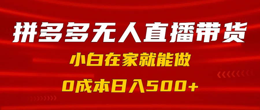 拼多多无人直播带货，小白在家就能做，0成本日入500+-沃创网