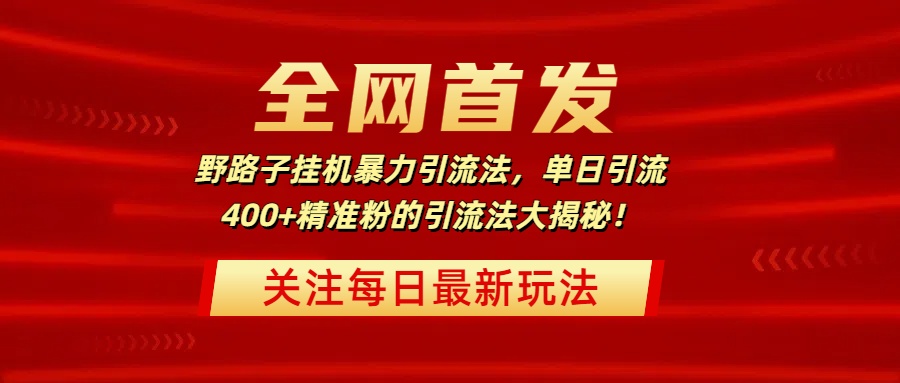 全网首发，野路子挂机暴力引流法，单日引流400+精准粉的引流法大揭秘！-沃创网