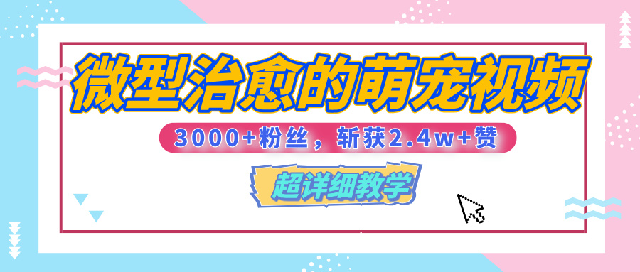 【揭秘】微型治愈的萌宠视频，3000+粉丝，6秒的视频、斩获2.4w+赞【附详细教程】-沃创网