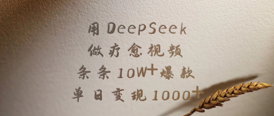 用DeepSeek做疗愈视频，条条10W+爆款，单日变现1000+-沃创网