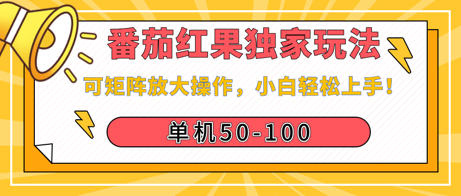 番茄红果独家玩法，单机50-100，可矩阵放大操作，小白轻松上手！-沃创网