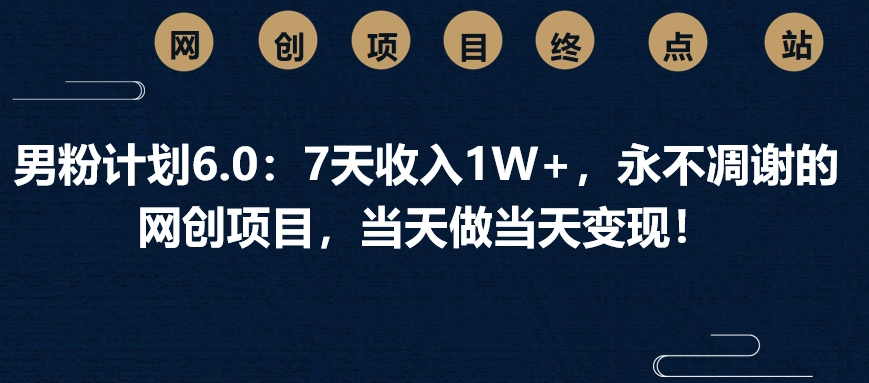 男粉计划6.0：7天收入1W+，永不凋谢的网创项目，当天做当天变现！-沃创网