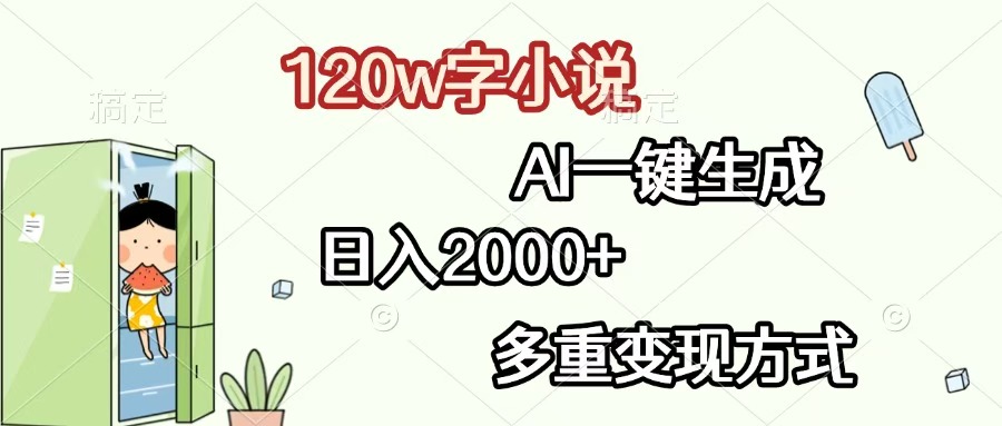 120w字小说，AI一键生成，日入2000+，多重变现方式-沃创网