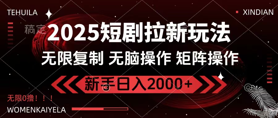 2025短剧拉新玩法，无需注册登录，无限0撸，无脑批量操作日入2000+-沃创网