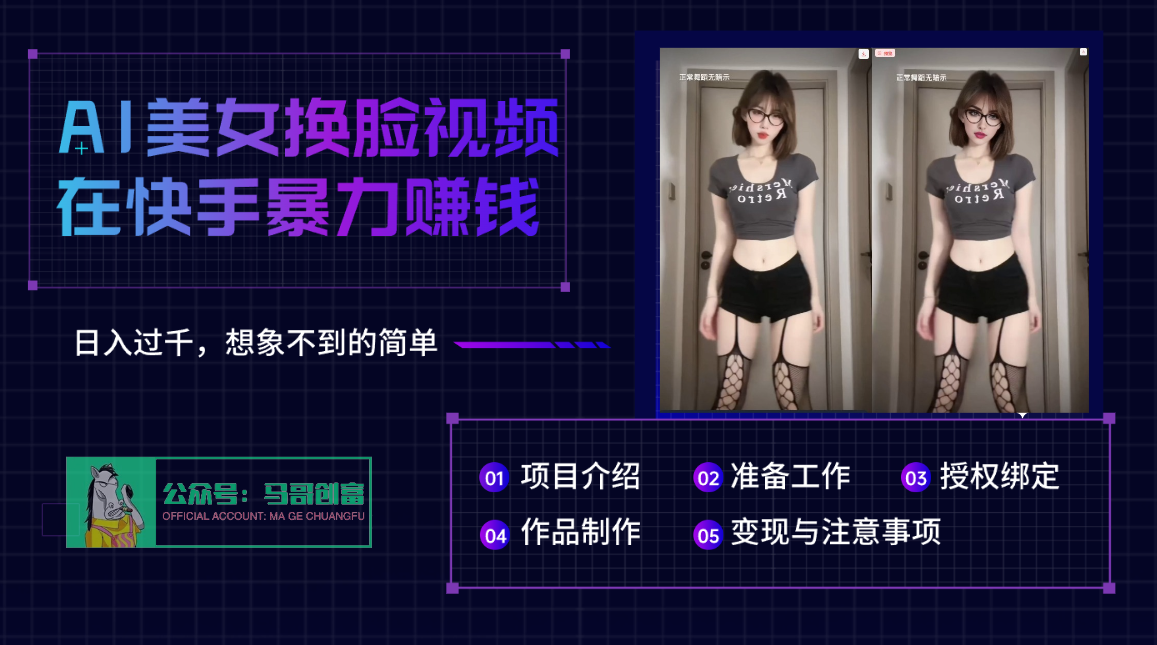 AI批量生成美女换脸视频，结合抖音快手暴利赚钱，通过此方法拉新日入过千-沃创网