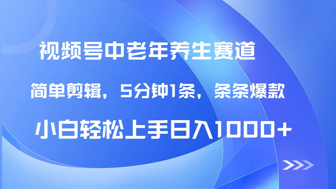 DeepSeek+既梦做视频号中老年养生赛道，条条爆款5分钟1条，轻松日入1000+-沃创网