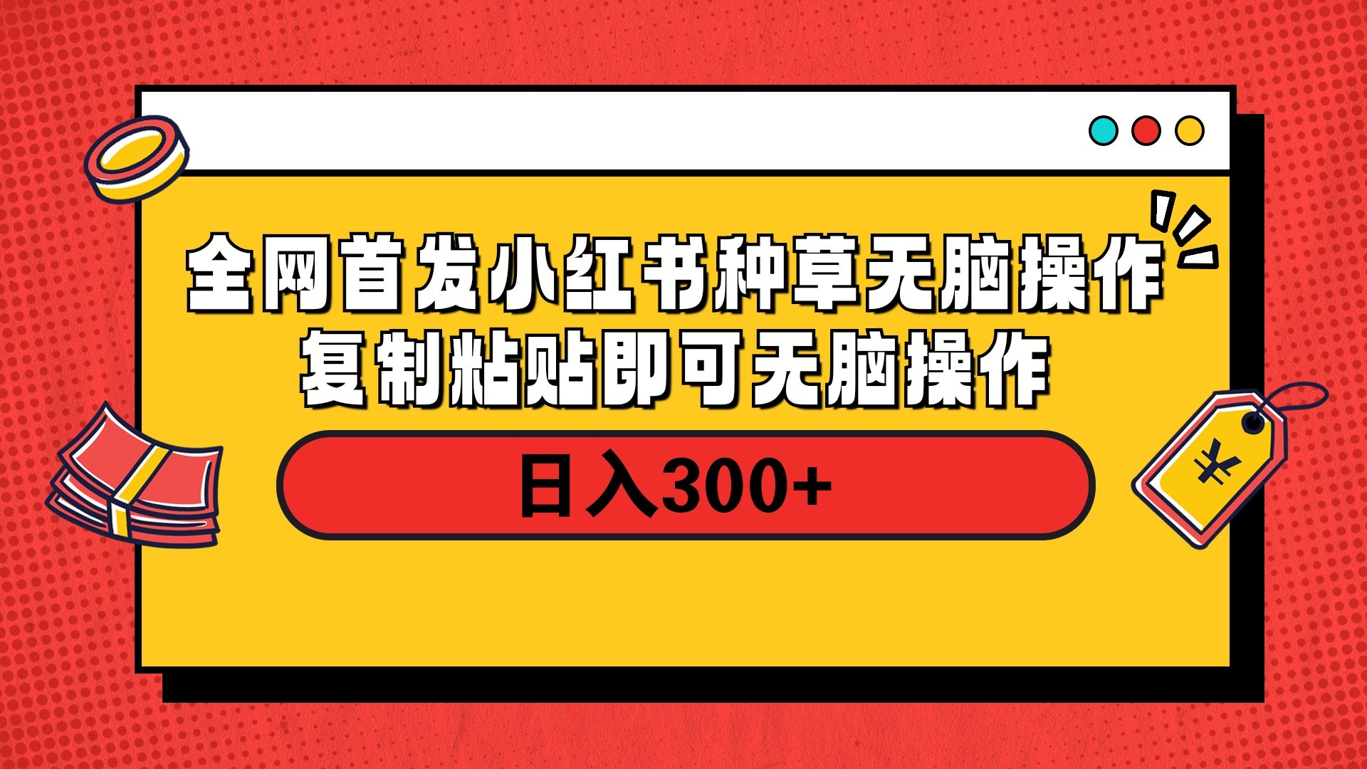 全网首发 小红书种草无脑操作复制黏贴即可 轻松日入300+-沃创网