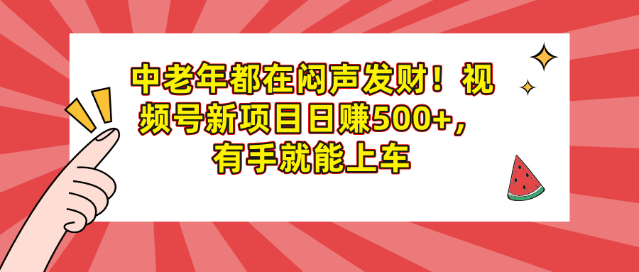 中老年都在闷声发财！视频号新项目日赚500+，有手就能上车-沃创网