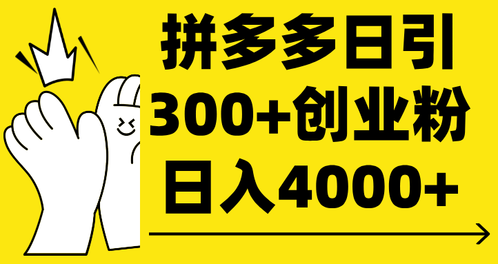 拼多多日引300+创业粉 日入4000+-沃创网