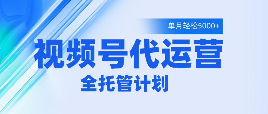 视频号代运营2.0，全程托管招募，单月轻松变现5000+-沃创网