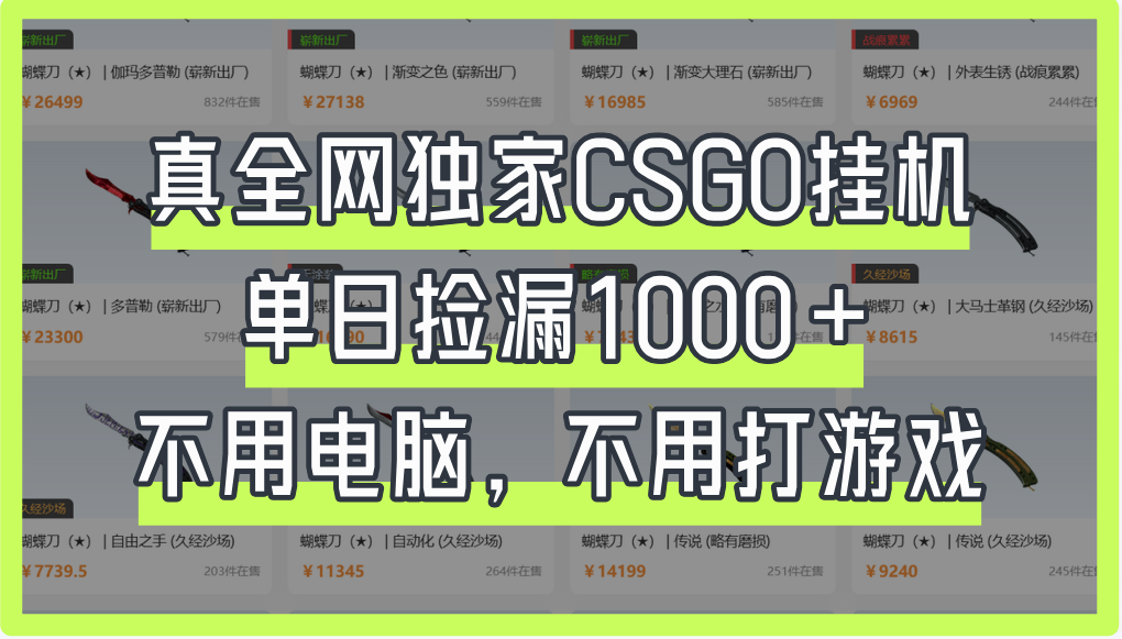 真全网独家CSGO挂机，单日捡漏1000+-沃创网