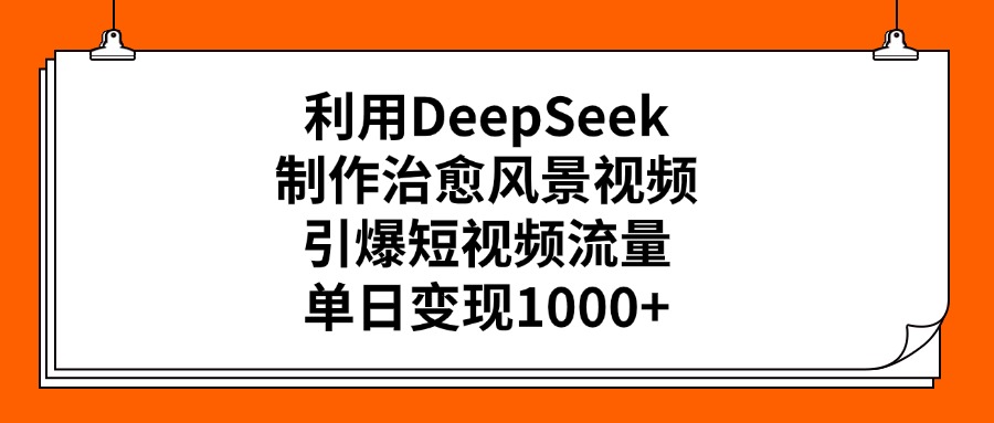 利用DeepSeek，制作治愈风景视频，引爆短视频流量，单日变现1000+-沃创网