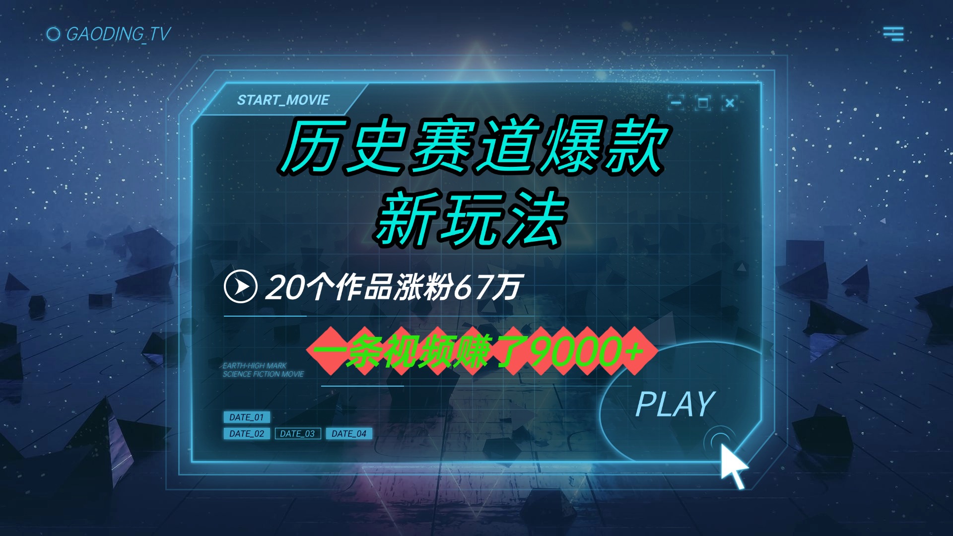 20个作品涨粉67万，一条视频赚了9000+，历史赛道爆款新玩法-沃创网