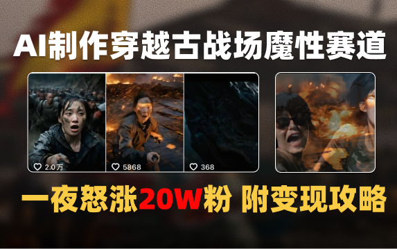 AI制作穿越古战场视频一夜涨粉20W保姆级教学（附AI变现指南）-沃创网