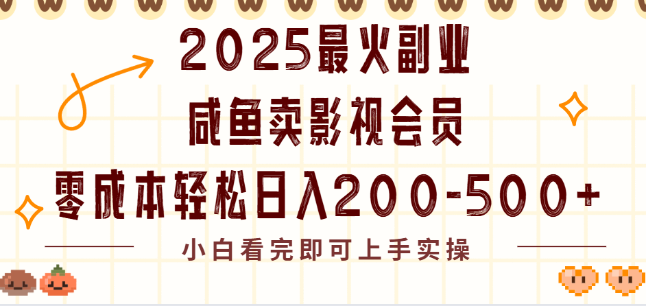2025最火副业闲鱼卖vip影视会员，零成本日入200-500-沃创网