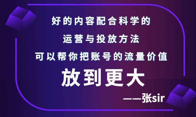 【副业项目3305期】（怎么投dou+快速涨粉）张sir账号流量增长课，让你的流量更精准-沃创网