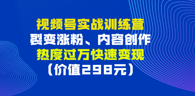 【副业项目3353期】视频号实战合集（视频号怎么创作推广涨粉）-沃创网