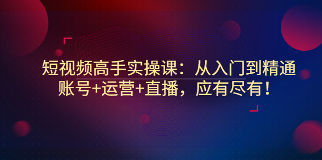 【副业项目3439期】短视频高手实操课：从入门到精通（怎样做短视频赚钱）-沃创网