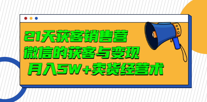 【副业项目3530期】微信营销的方法和技巧：21天获客销售营，带你破解微信的获客与变现-沃创网