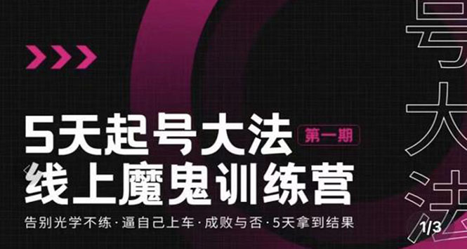 【副业项目3626期】五天起号魔鬼训练营，告别光学不练，逼自己上车，成败与否，5天拿到结果-沃创网