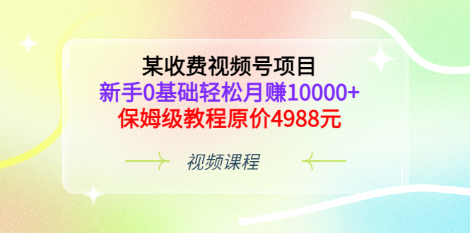 【副业项目3671期】某收费视频号项目，新手0基础轻松月收入过万的副业-沃创网